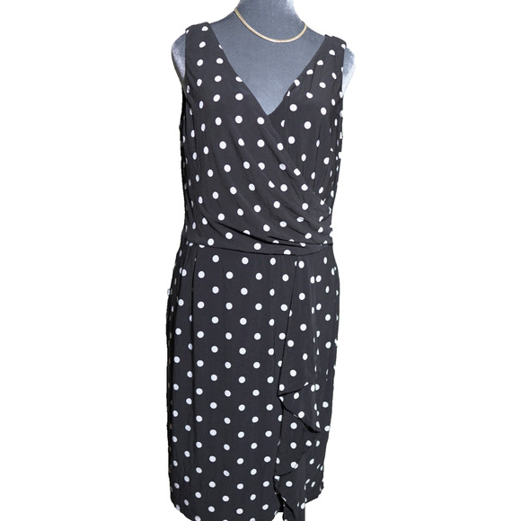 Lauren Ralph Lauren Dresses & Skirts - Lauren Ralph Lauren Dress Sz 12 Polka Dot Wrap Chiffon Sheer Holiday Party EUC